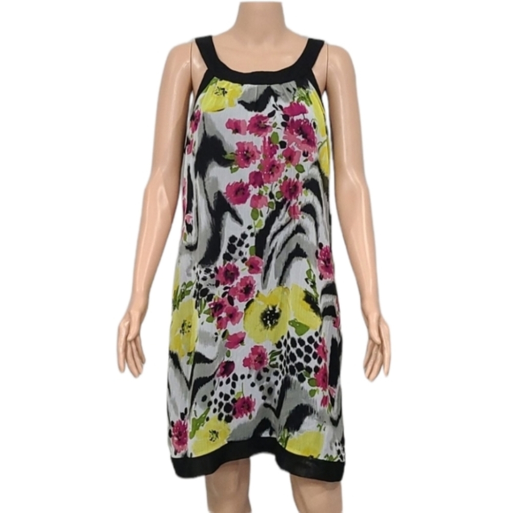 Dressbarn  Sleeveless Floral Print Muticolor Shift Dress‎ Size 10 Medium